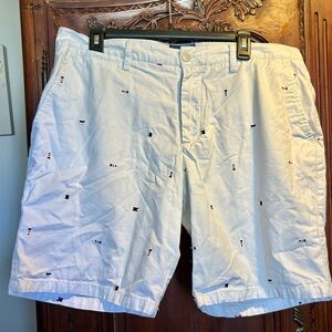 Charleston Treads Men's Classic Embroidered White Shorts with nautical assents